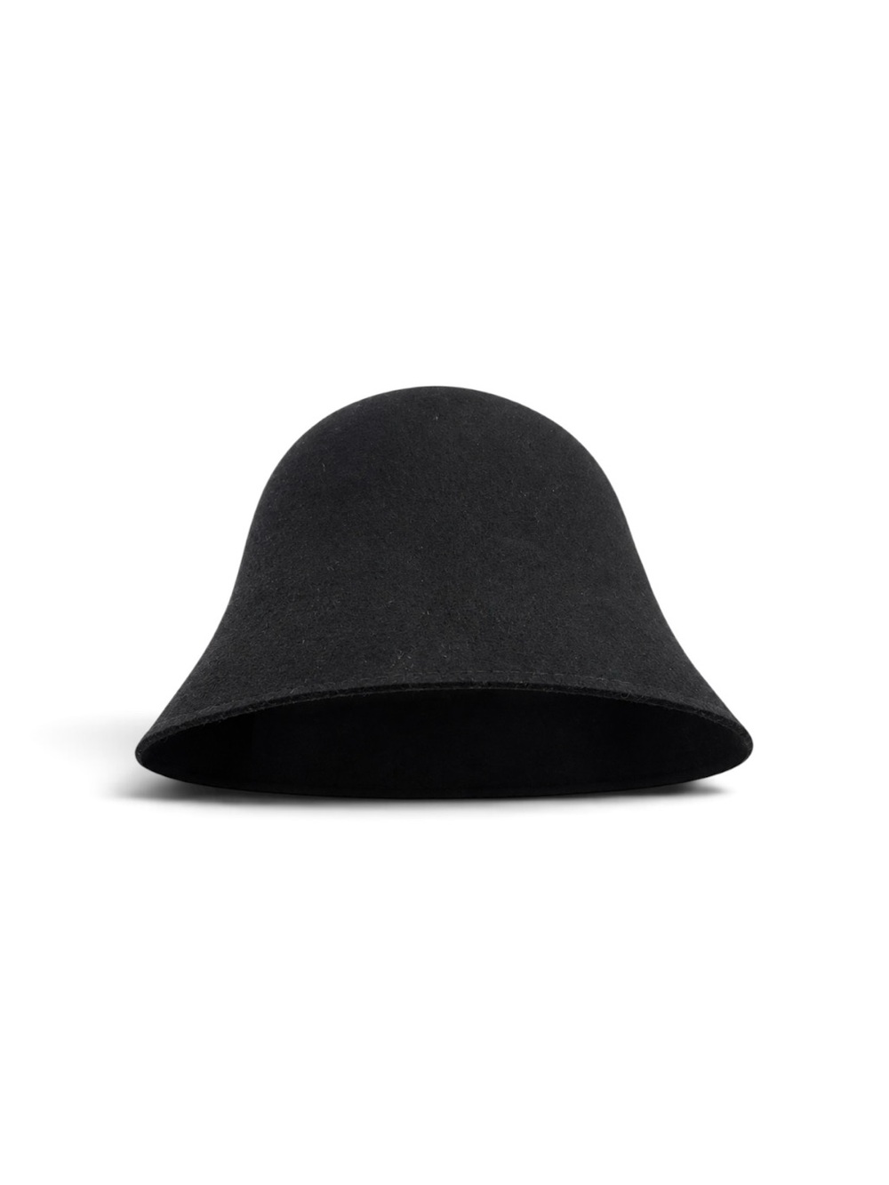 Women's Black Wool Felt Cloche Hat - Minimalist Style